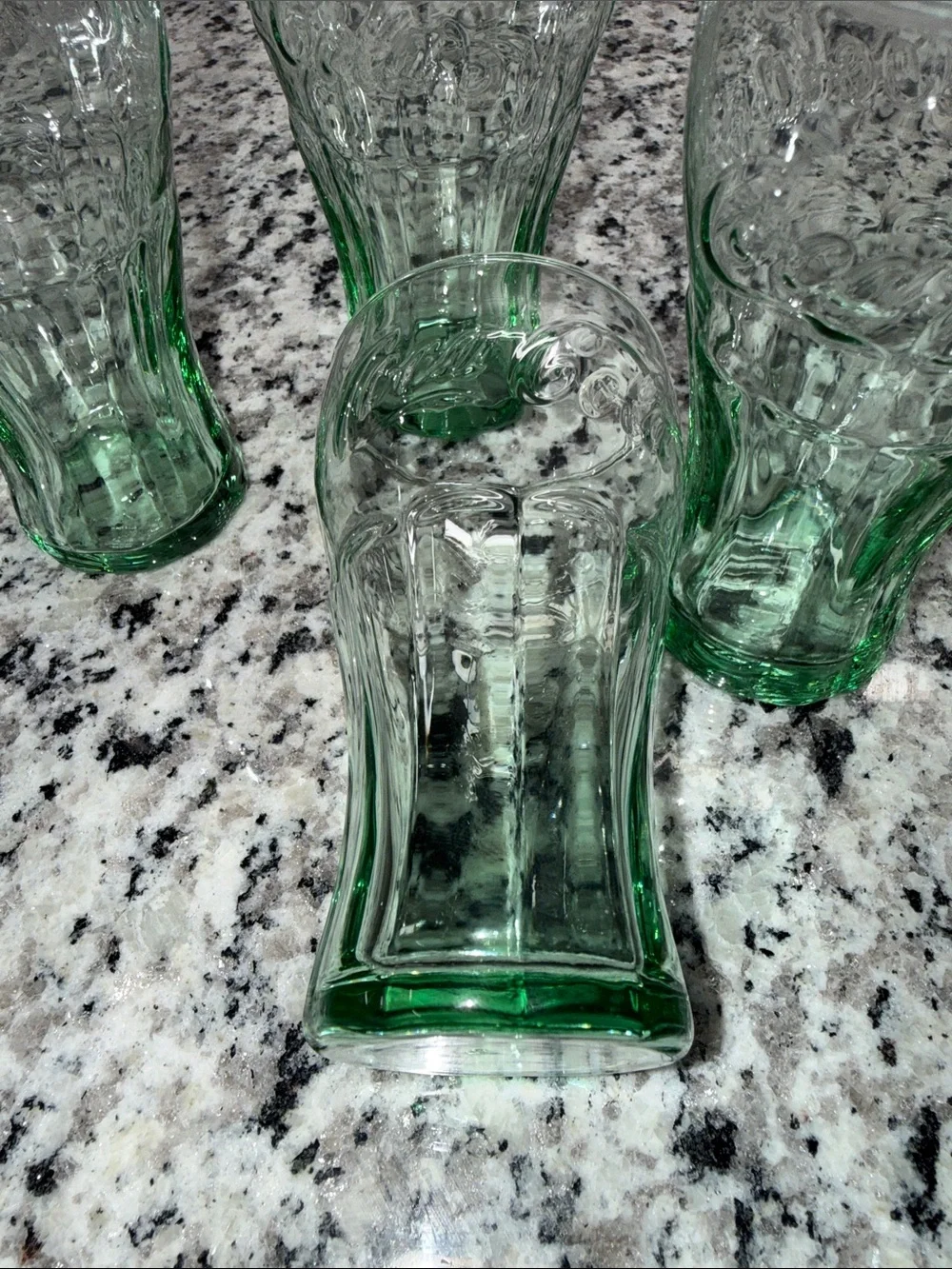Green Embossed “Coca-Cola” Glass Tumblers qty 4